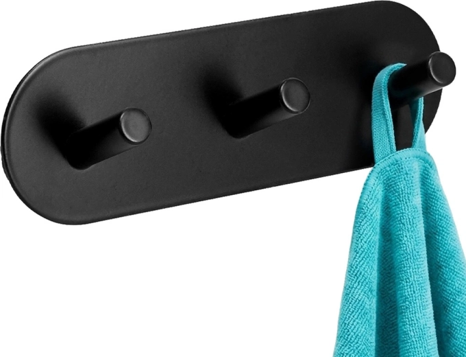 Storage Solutions samolepicí kovový věšák na zeď, černý, trojitý 15 × 5 × 3,5 cm