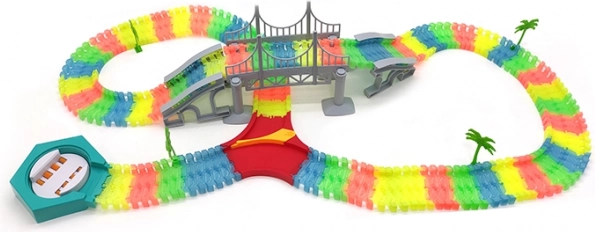 Svítící flexibilní autodráha 192 dílků s LED autíčkem