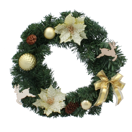 Zlatý vánoční věnec 40 cm