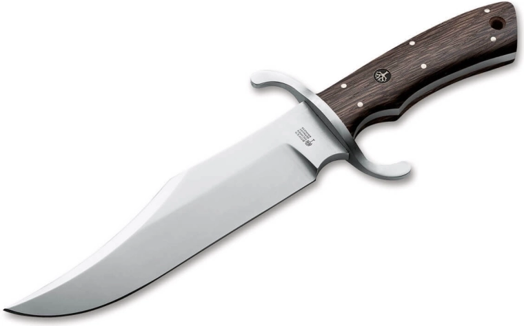 Böker Bowie N690 outdoorový nůž s dubovou rukojetí a koženým pouzdrem 19,8 cm
