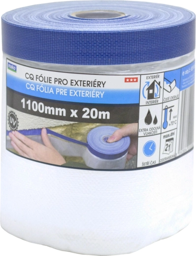 Exteriérová krycí páska se zakrývací fólií 110 × 20 m, samolepicí