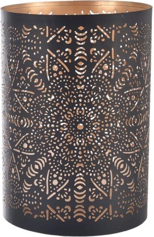 Kovový svícen Mandala černozlatý 12 cm