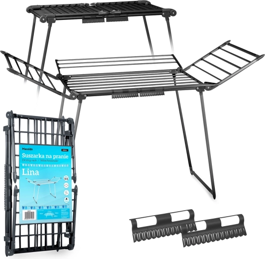 Rozkládací stojanová sušák na prádlo Massido Lina 22 m, černá