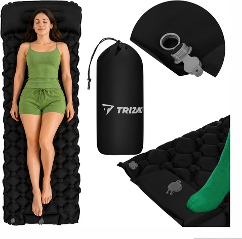 Samonafukovací turistická matrace pro 1 osobu Trizand 190 × 60 cm s nožní pumpou a obalem