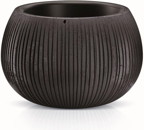 Květináč s vložkou Beton Bowl 23,8 cm – černý
