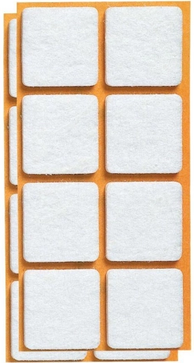 Filcové samolepicí podložky pod nábytek 25 × 25 mm, bílá (16 ks)
