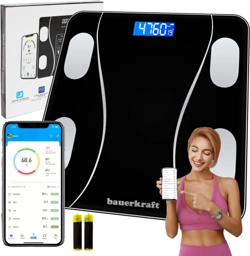 Inteligentní analytická koupelnová váha s Bluetooth a aplikací do 180 kg