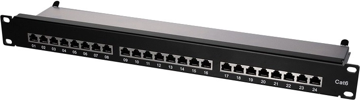 Patchpanel LOGILINK CAT6 19" 24 portů, stíněný, černý