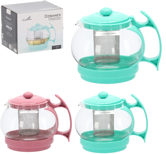 Žáruvzdorná skleněná konvice se sítkem 1,1 l