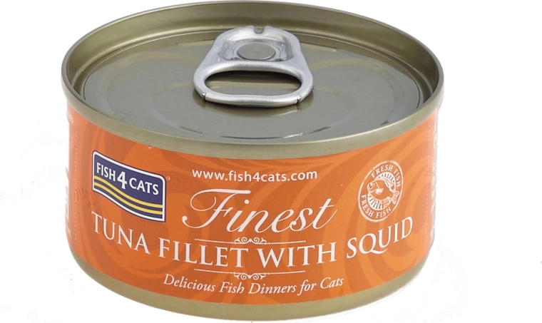 Konzerva pro kočky tuňák s olihněmi 70 g Fish4Cats Finest