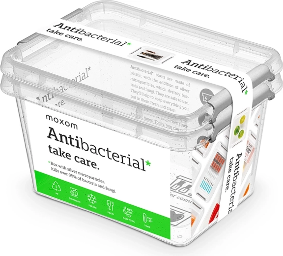Moxom antibacterial sada 2 ks transparentních dóz na potraviny 2 l