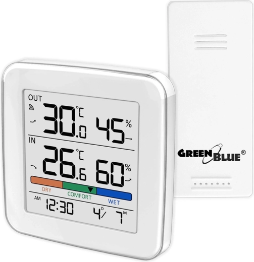 Bezdrátová domácí meteostanice s čidlem GREENBLUE GB169