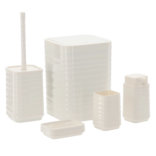 Koupelnový set 5 ks čtvercový bílý z plastu