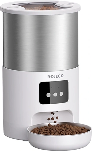 Inteligentní dávkovač krmiva pro domácí mazlíčky Rojeco 4,5 l z nerezové oceli