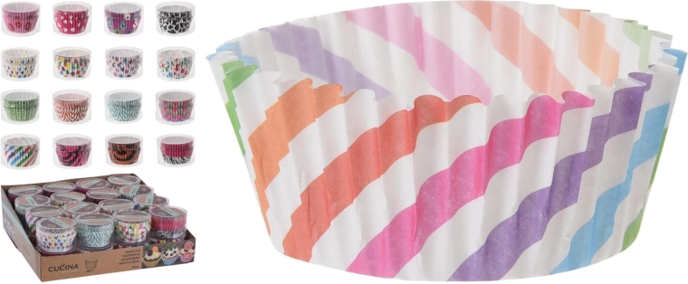 Papírové cukrářské košíčky 5 × 3,5 cm, mix barev a dekorů (60 ks)