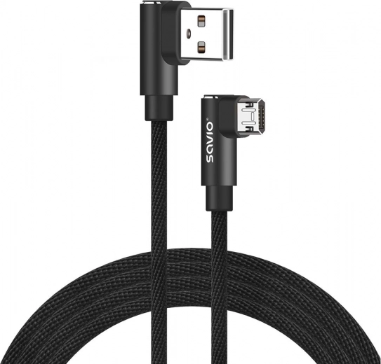 Oboustranný kabel usb a – micro usb 2 m s úhlem 90° savio