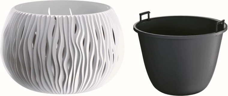 Květináč Sandy Bowl s vložkou 23,8 cm bílý