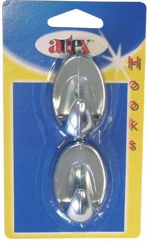 Samolepicí oválné háčky velké, stříbrné, 2 ks