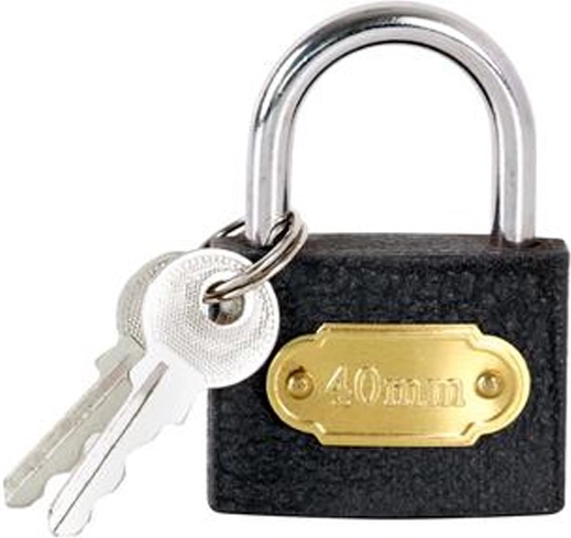 Visací zámek 40 mm z oceli s 2 klíči