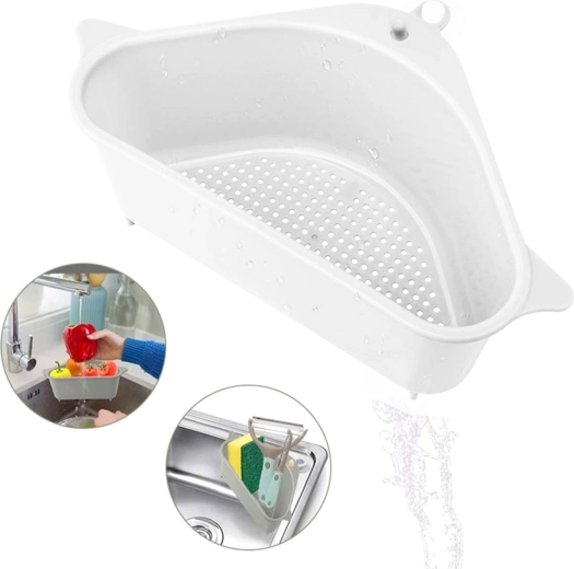 Rohový kuchyňský organizér do dřezu s přísavkou