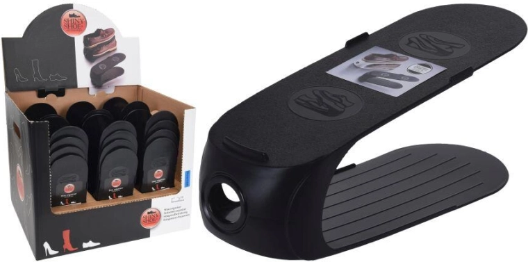 Plastový organizér na obuv s protiskluzem, černý