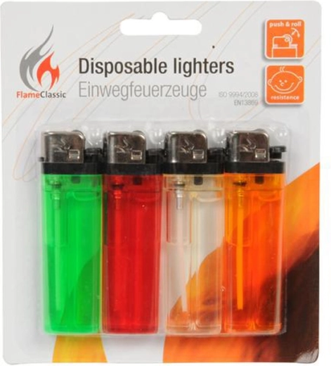 Jednorázové zapalovače – mix barev, sada 4 ks