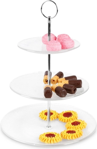 Skleněný třípatrový etažér 33 cm