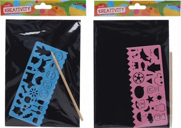 Vyškrabovací obrázek A5 se šablonou a tužkou