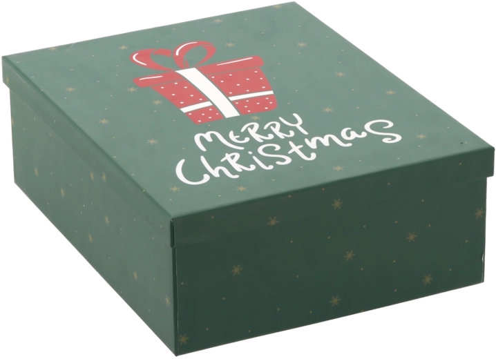 Vánoční dárková krabička zelená s nápisem Merry Christmas 29 × 23 × 10 cm