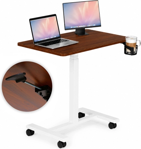 Pojízdný výškově nastavitelný stolek na notebook ModernHome 70 × 48 cm, hnědá deska - 1 kus
