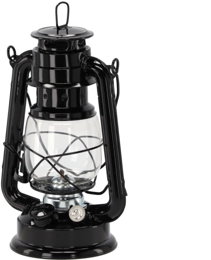 Kovová petrolejová lampa vintage 24 cm – černá