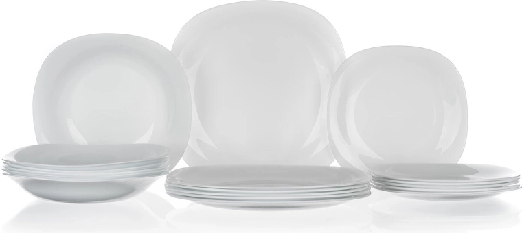 Skleněná jídelní sada PARMA 18 dílů bílá