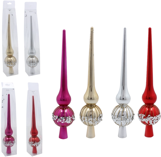 Skleněná špice na vánoční stromek 25 cm