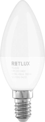 LED žárovka Retlux svíčka E14 6 W teplá bílá