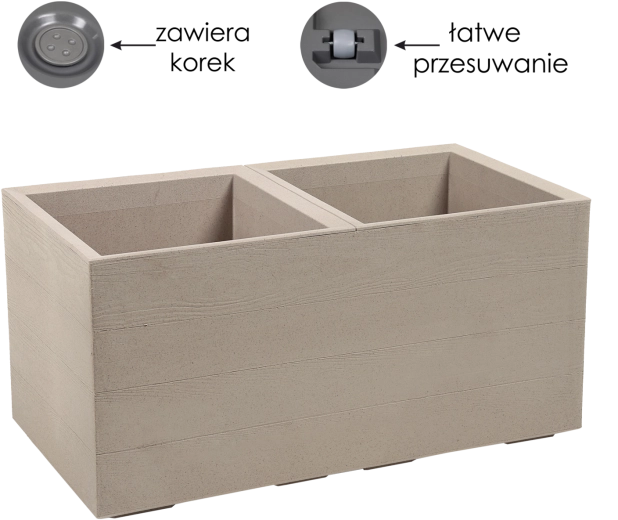 Květináč Lamela Karo Eco Coffee 80 × 40 cm v odstínu latte