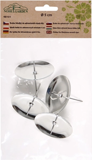 Zápichový držák na svíčku 50 mm stříbrný, sada 4 ks