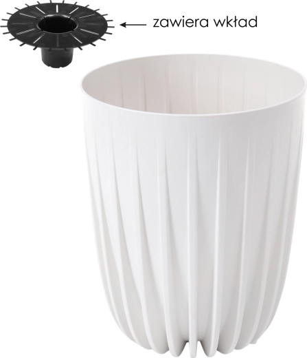 Květináč Lamela Mira 25 cm bílý s vložkou