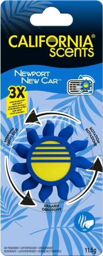 Osvěžovač do auta na mřížku California Scents Newport New Car – rotující slunce