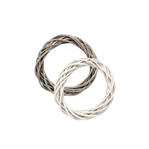 Proutěný věnec 25 cm – bílý nebo šedý, ručně pletený