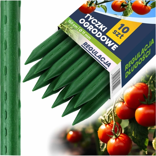 Zahradní tyče pro rostliny 150 cm zelené, sada 10 ks