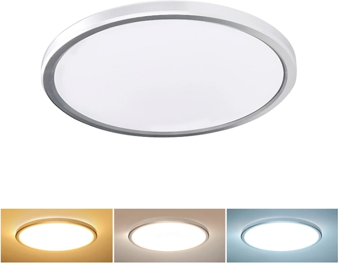 Solight LED stropní svítidlo Acate IP54 24 W 2160 lm 3CCT 30 cm stříbrné