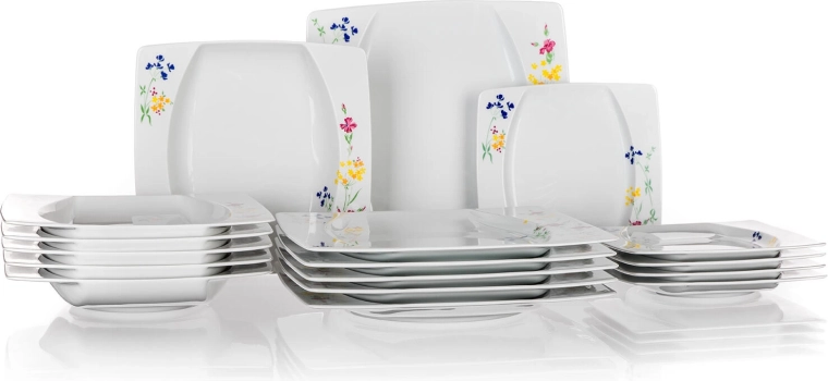 Porcelánová čtvercová jídelní sada EYE 18dílná