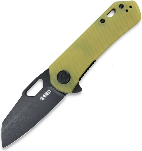 Skládací nůž Kubey Duroc, průsvitná žlutá G10, černá čepel 7,4 cm
