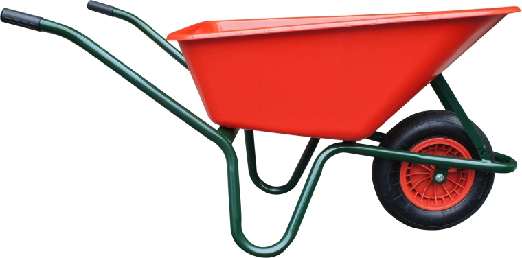 zahradní kolečko Livex 100 l, zelený rám a červená korba