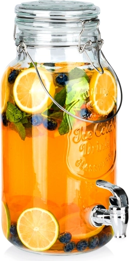 Skleněný nápojový dávkovač s kohoutkem 4 l