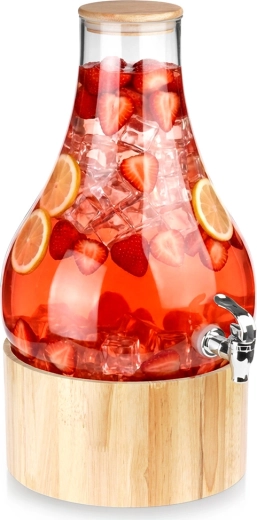 Skleněný nápojový dávkovač s kohoutkem a stojanem 6,5 l