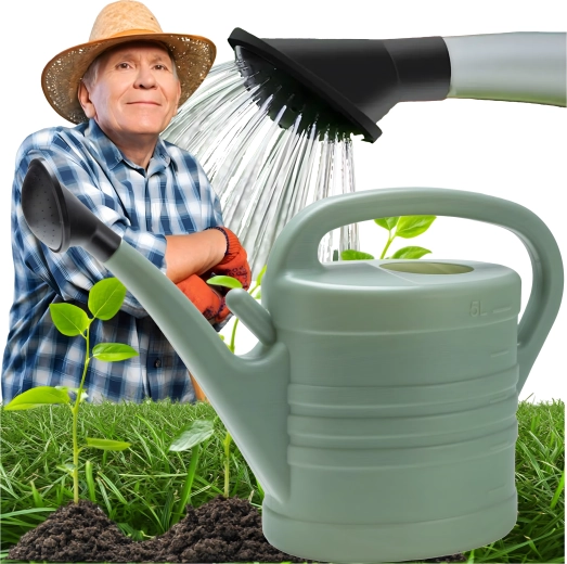 Zahradní konev 5 l oválná plastová se sítkem