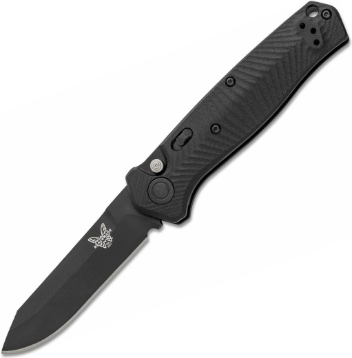 Benchmade Mediator automatický taktický zavírací nůž, celočerný, 8,4 cm, G10