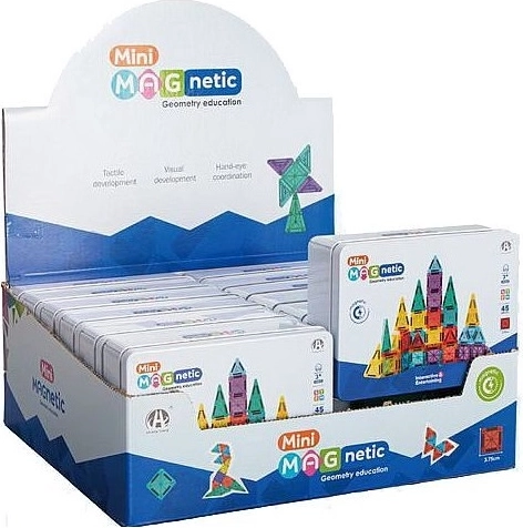Magnetická mini stavebnice 45 dílků v plechovce