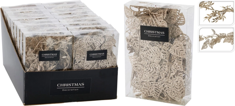 Ozdobná girlanda s listy 180 cm zlatá